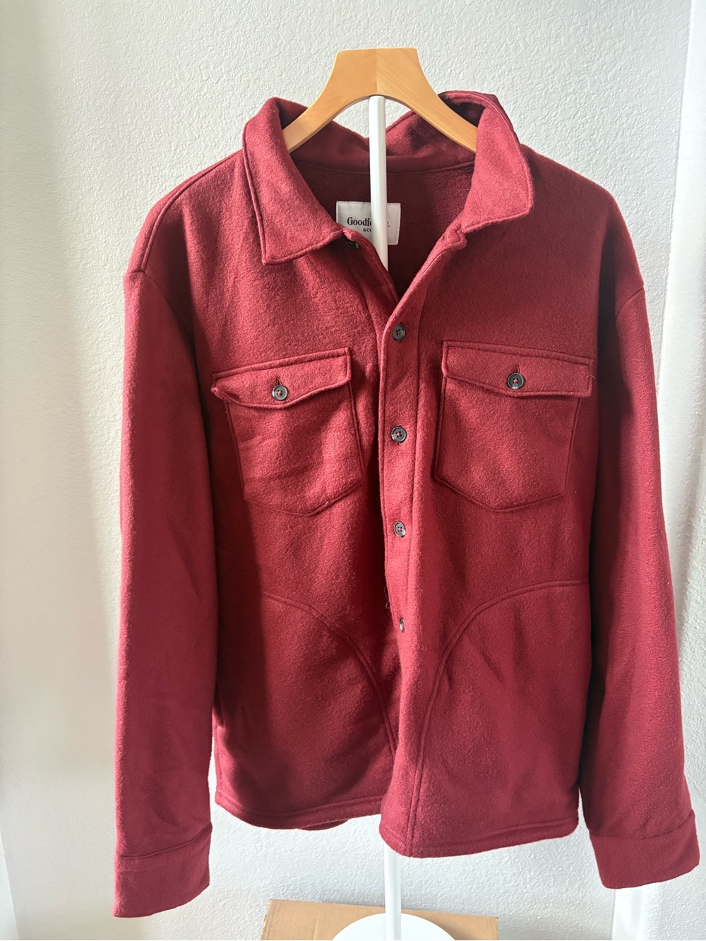 Goodfellow & Co Burgundy Fleece Shirt Jacket